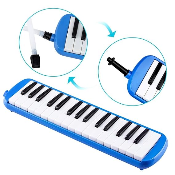 JDR 32 Keys Melodica with Numbered Keys for Beginners (Blue)