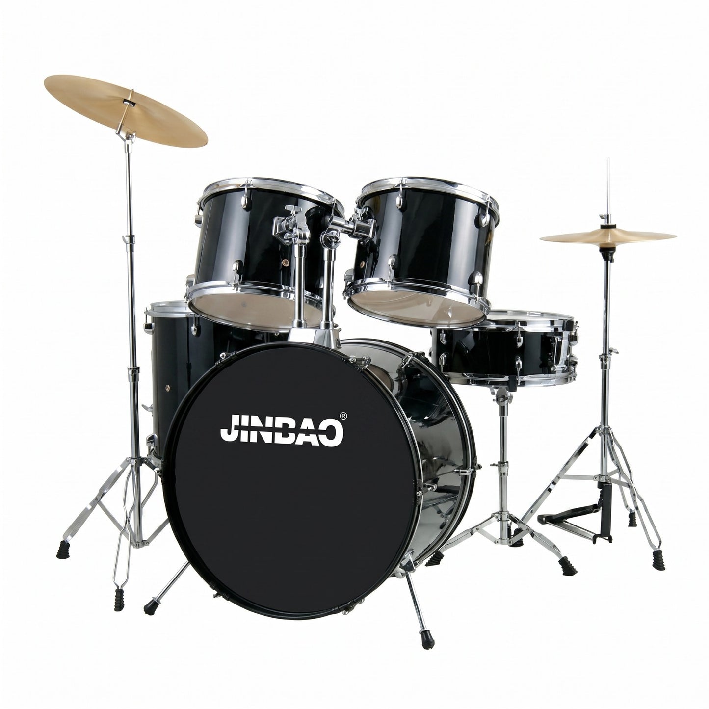 JINBAO JBP0702 (5 piece Drumset with Cymbals and Throne) - Black