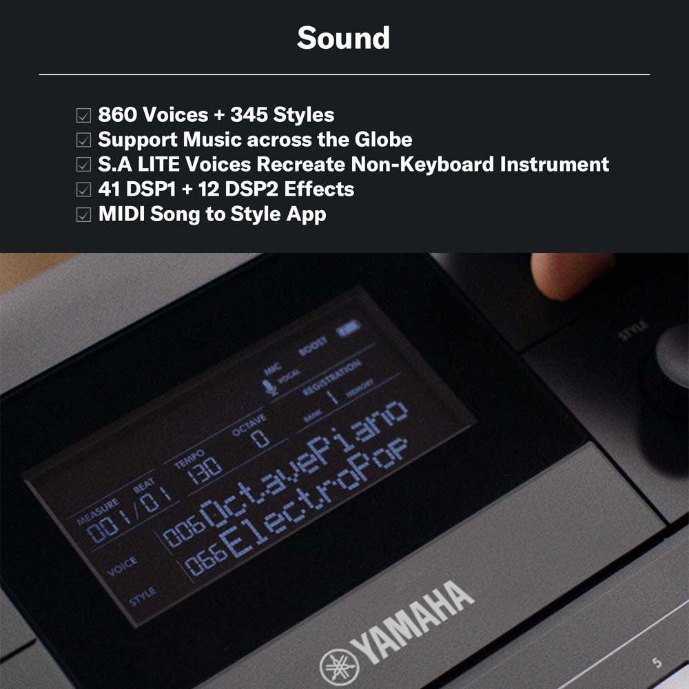 Yamaha PSR-E483 Portable Keyboard – 61 Keys with 758 Voices