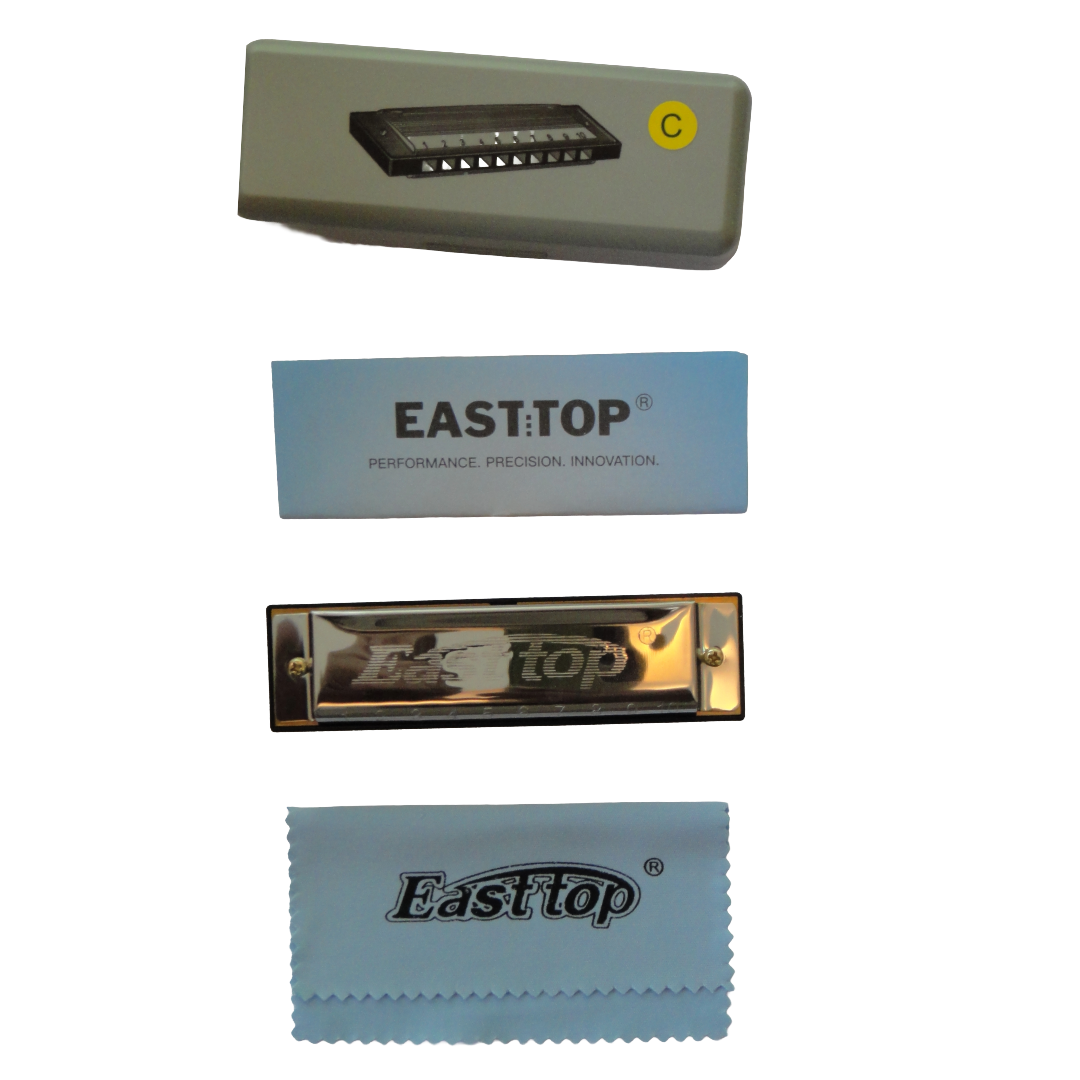 EAST TOP Harmonica With Case | 10 Holes Mouth Organ | Key Of C