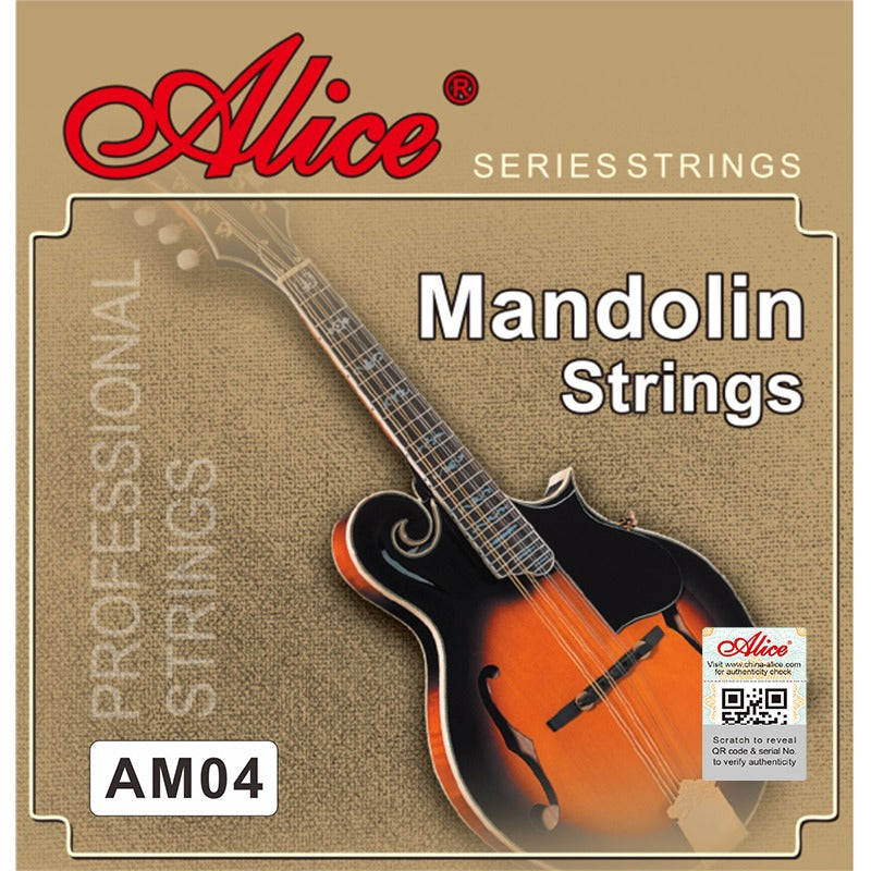 AM04 Mandolin String Set, Plated Steel Plain String, Silver-Plated Copper Alloy Winding, (80/20 Bronze Color) Anti-Rust Coating