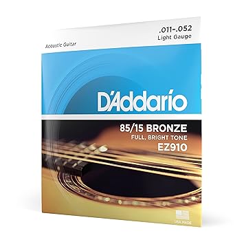 D'Addario 85/15 Bronze Acoustic Guitar Strings – Light Gauge .011-.052