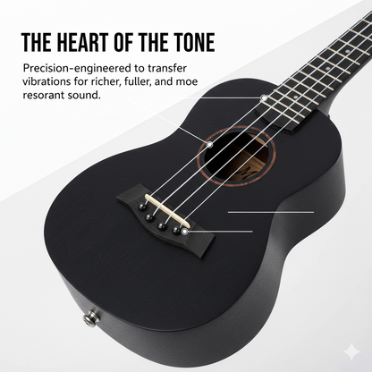 Mars M-UK 24 BK Handrubbed Finish Wood Body Ukulele - Black