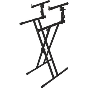 Tristar Double Keyboard Stand KS-017 - Heavy Duty XX Brace with Adjustable Second Tier