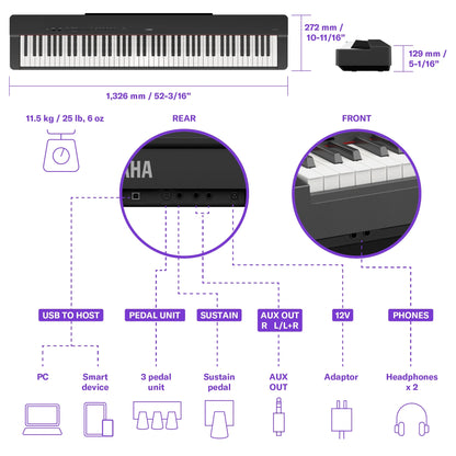 Yamaha P-225 88-Key Weighted Action Portable Digital Piano
