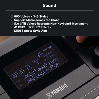 Yamaha PSR-E483 Portable Keyboard – 61 Keys with 758 Voices