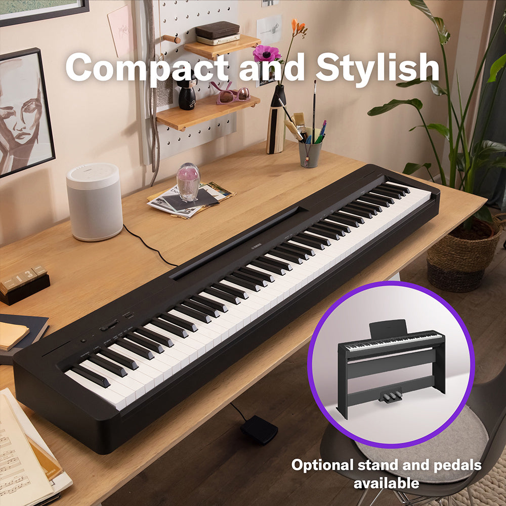 Yamaha P-145BT Digital Piano with Bluetooth Audio – Black