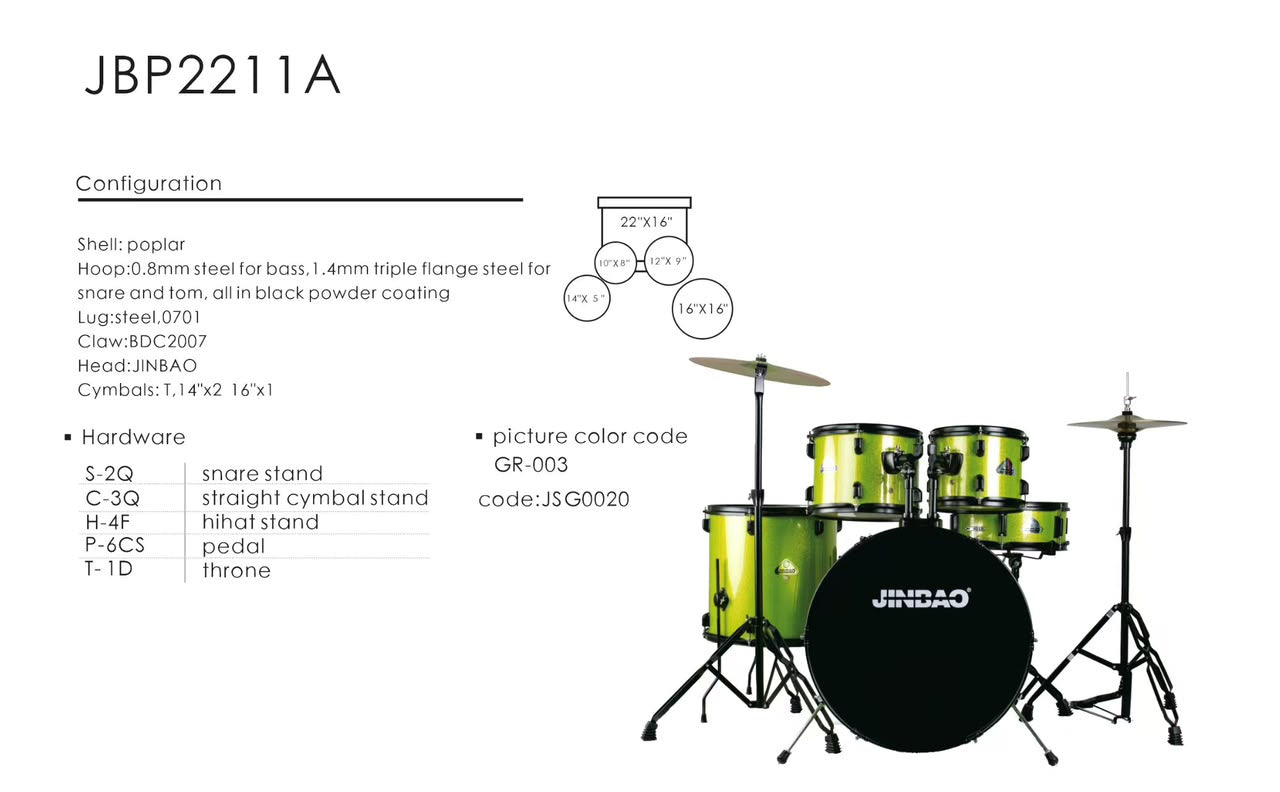 Jinbao JBP2211A Professional Drum Kit