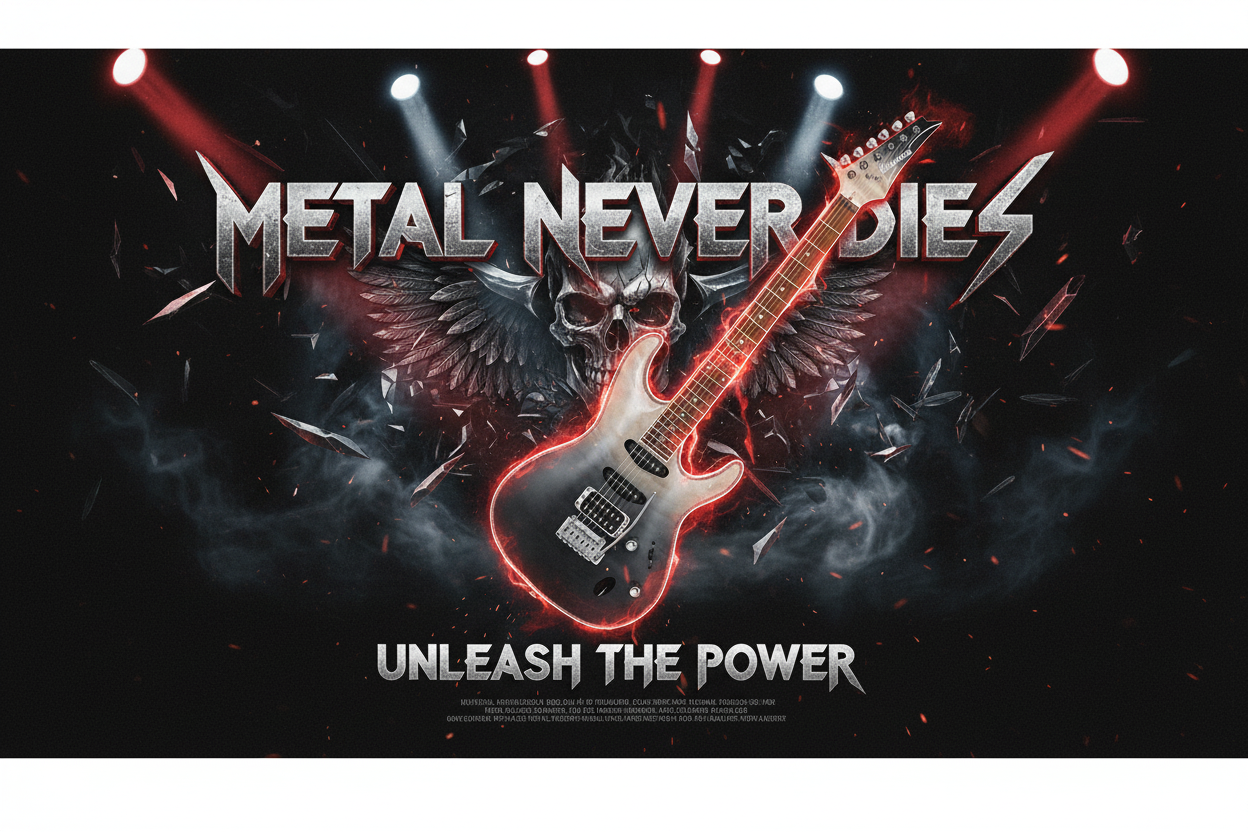 Heavy Metal Banner with Ibanez Guitar