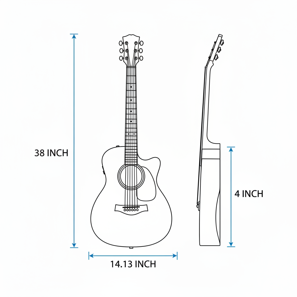 Mars M-38 BK Acoustic Guitar Dimensions