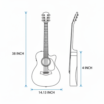 Mars M-38 BK Acoustic Guitar Dimensions