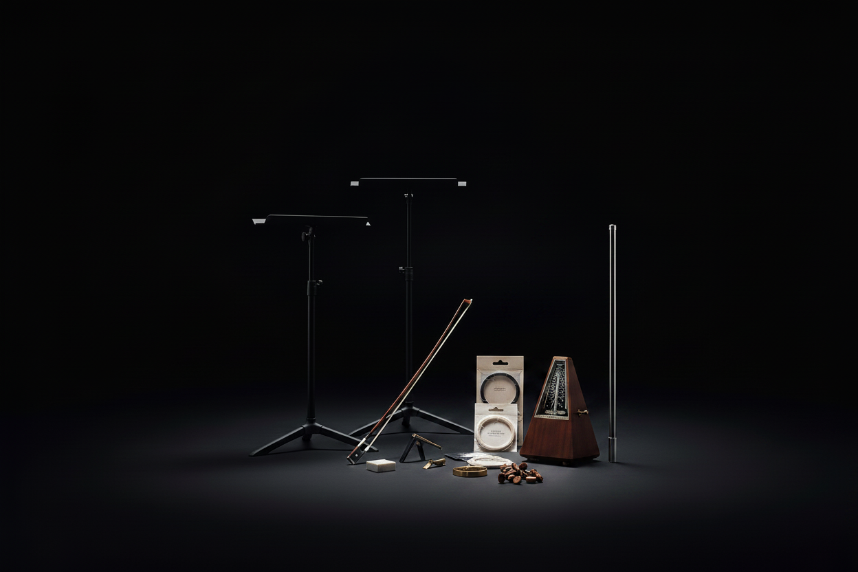 Minimalistic Music Stands with Instrument Accessories