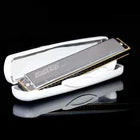 East Top T2401 Polyphonic Harmonica 24-Hole C Key with Case | Professional Silver Chromatic Harmonica