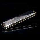 East Top T2401 Polyphonic Harmonica 24-Hole C Key with Case | Professional Silver Chromatic Harmonica