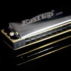 East Top T2401 Polyphonic Harmonica 24-Hole C Key with Case | Professional Silver Chromatic Harmonica